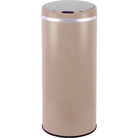 Kitchen Move – Poubelle automatique 42l taupe mat – Corps en inox – Détecteur infrarouge – Ouverture silencieuse – Protection anti-rayures (1/7)