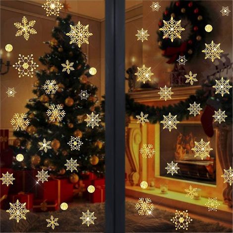Dekorative Aufkleber, Weihnachtsschneeflockenaufkleber, Weihnachtsfensteraufkleber für Zuhause