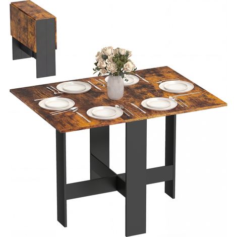 HOMCOM Wooden Folding Table Writing Desk Rustic Brown