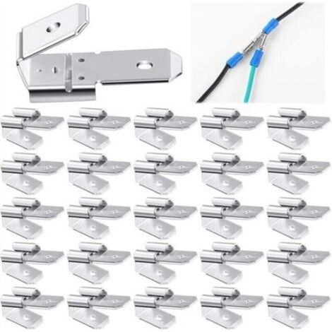 Kit de 25 Connecteurs à Double Cosse Piggyback pour Bornes de Sertissage et Déconnexion Mâle (1/4)