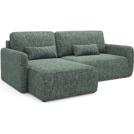 Sofá Cama con Chaise Longue Pagno, Almacenaje, Reclinable, Reversible, 207x148 cm Verde Salvia