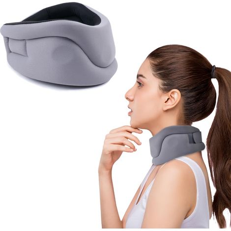 Collarín cervical, faja cervical para mujeres y hombres, collarín cervical flexible, soporte cervical ajustable, para aliviar el dolor de cuello y la presión en la columna vertebral.