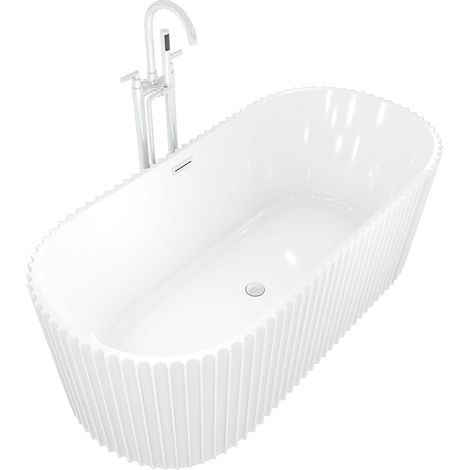 AcquaVapore freistehende Badewanne Wanne Acryl F08 170x80cm mit Armatur AF03 (1/5)