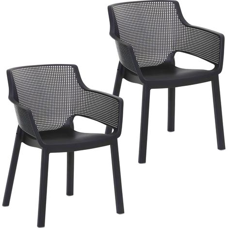 2x Gartenstühle Stapelstuhl "Easy" Terrassenstuhl - Stapelstühle 80cm Balkonstuhl Kunststoff graphit stapelbar Garten, Terrasse & Balkon (1/5)