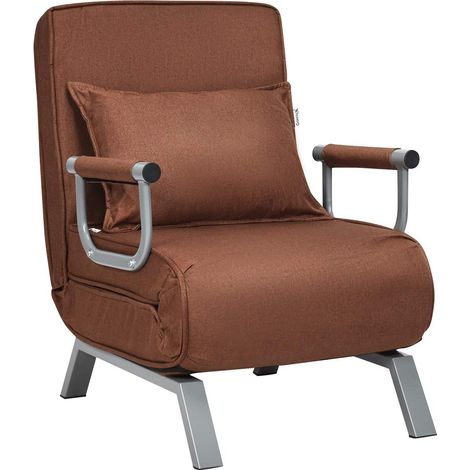 Costway – Fauteuil convertible 1 place en tissu lavable – Dossier réglable 5 positions – Coussin inclus – Pieds en acier pour stabilité (1/5)