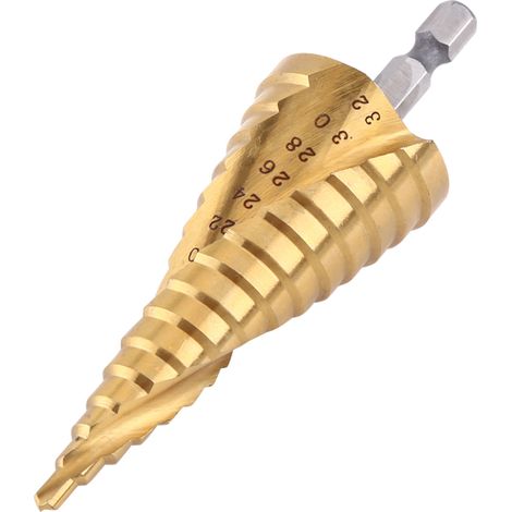 Stück titanbeschichteter HSS-Stufenbohrer mit Sechskantschaft für Elektrowerkzeuge 4–32 mm (1/5)
