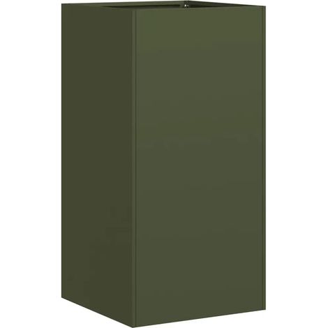 Jardinière moderne à fond ouvert 40 x 40 x 80 cm pour balcon jardin robuste en acier laminé à froid vert olive (1/5)