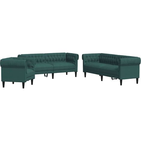 Maison Exclusive - Set di Divani 3 pz Verde Scuro in Tessuto