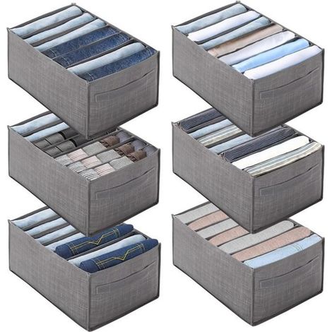 6Pcs Organisateur de Tiroir pour Sous-Vêtements Boîte de Rangement Pliable et Lavable Organisateur Tissu Rangement Tiroir (1/4)