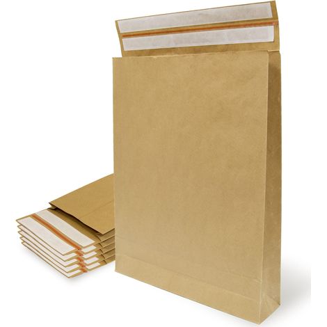 Buste in carta kraft con doppia striscia in silicone da 3 tasselli per spedizione e imballaggio. Sacchetti di carta per inviare vestiti, accessori, decorazioni o regali - Ofituria (1/5)