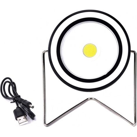 RY-T912 Projecteur LED rechargeable rond portable à énergie solaire 10 W USB   Couleur: Noir