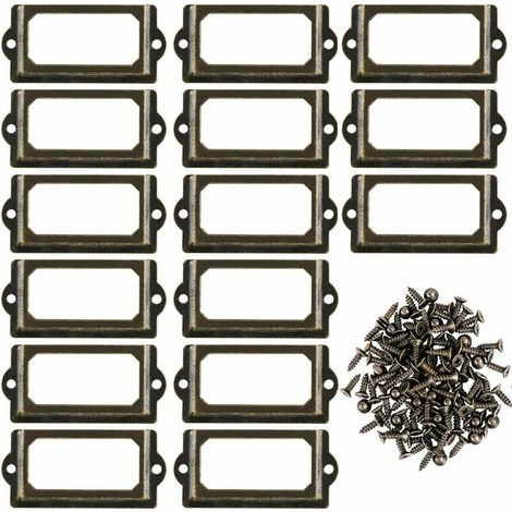 ZVD-15 portaetiquetas metálicos con tornillos para escritorios, estanterías, baldas, bronce, tamaño 70 x 33 mm (1/4)