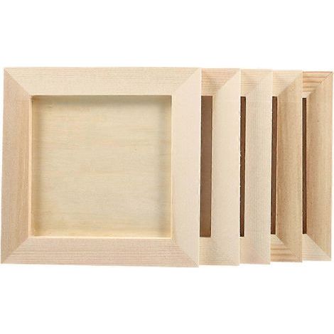 Lot de 5 cadres photo en argile, cadres en bois et argile, cadres photo en argile colorée pour enfants, cadres photo non finis-12.00X12.00X0.80CM (1/4)