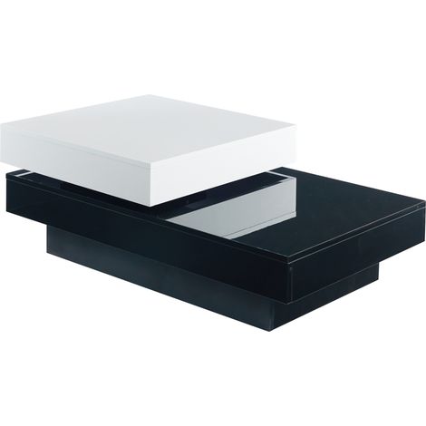 Mesa de centro giratoria blanco y negro de aglomerado, 103 x 60 x 35,5 cm (1/5)