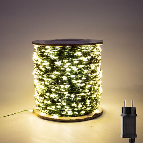 Guirlande lumineuse LED verte (50 m, 500 LED blanc chaud), mini-guirlande lumineuse LED étanche (1/5)