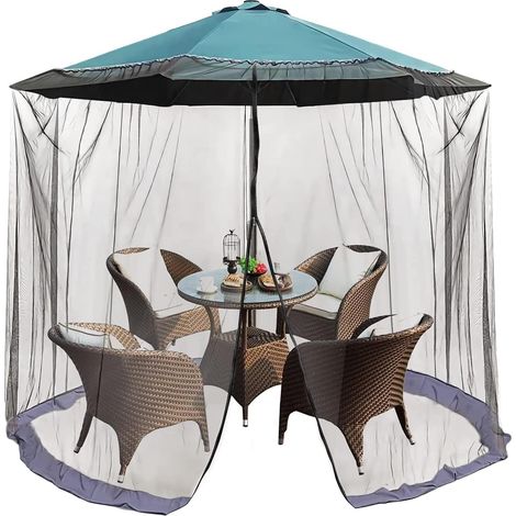 Filet Moustiquaire Pour Parasol-OKSTENCK 10 x 7.5ft Tente en Maille suspendue,100% Polyester,Filet Léger Avec Porte à Fermeture éclair Et Corde Ajustable,Convient à La Table Parapluie Extérieure(Noir) (1/5)