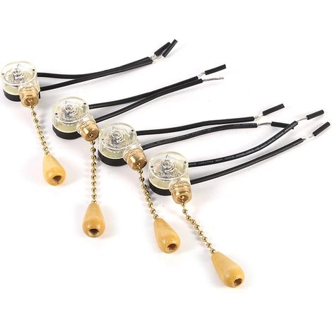 Lot de 4 interrupteurs à chaînette universels pour ventilateur de plafond, lampe ou applique murale (250 V/125 V). (1/5)