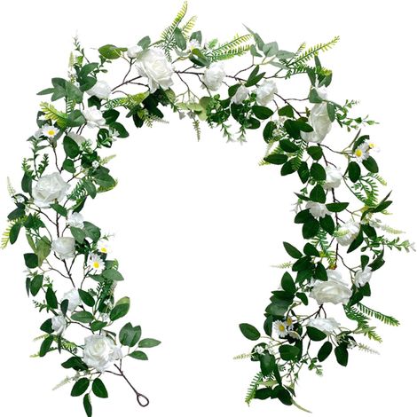 (1,9 m Muyinange Rose Wisteria Style C Blanc A084280) 1 pièce Décoration de mariage Pivoine Rose Fleur Soie Plante Verte Décoration Intérieure (1/2)