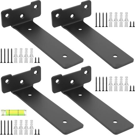 Lot de 4 Supports de Ripien en Métal 15 cm (Charge Maximale 70 kg) - Noir Mat, Avec Visserie et Accessoires Complets (1/5)