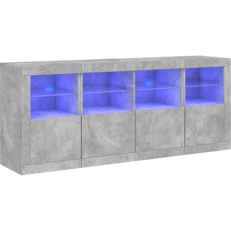 vidaXL Sideboard mit LED-Beleuchtung Beton grau 163x37x67 cm