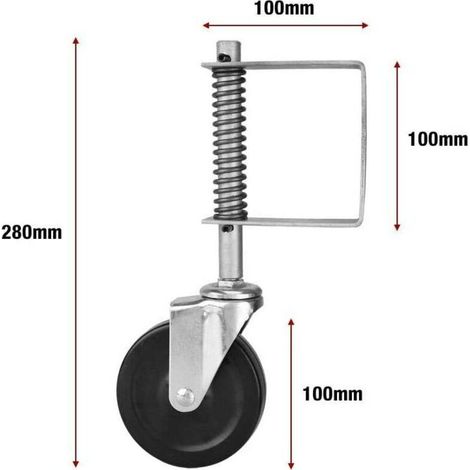 Ulisem Roulette de portail en caoutchouc 10,2 cm avec ressort et pivotante, très résistante, capacité de charge de 99,8 kg LO-Ron (1/4)