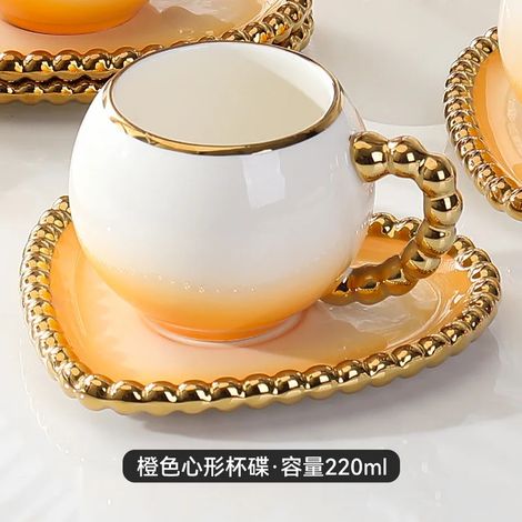 Service à café en porcelaine européenne (220 ml) : tasse et soucoupe, tasse à lait pour le petit-déjeuner, tasse à thé latte.