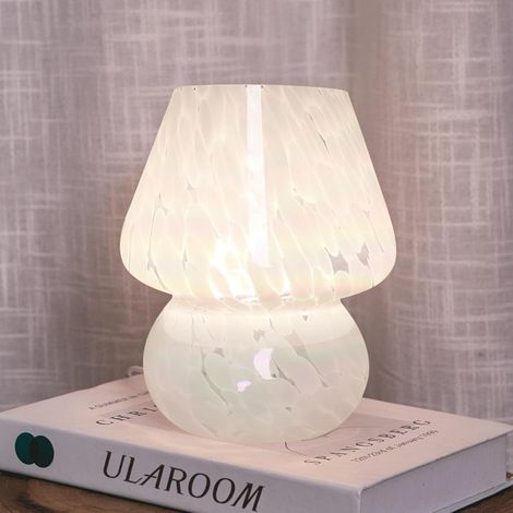 USB-Pilzlampe, kleine Nachttischlampe mit 3-farbiger LED-Lampe, dimmbares Nachtlicht für Schlaf-/Wohnzimmer (weiß)