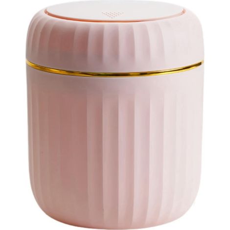 Poubelle de bureau avec couvercle à pression, mini poubelle de bureau, petite poubelle de table en plastique pour salle de bain, bureau(rose) (1/5)