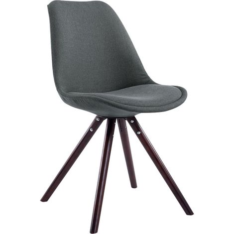 Silla de comedor de diseño escandinavo en tela gris oscuro y patas de madera marrón, forma redonda 100003444 (1/5)