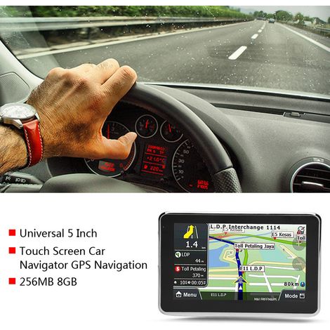Navigateur GPS Voiture Écran Tactile 5 Pouces, Autoradio GPS Europe Carte DDR256M 8G MP3 FM, Système de Navigation Universel Q5 (1/5)