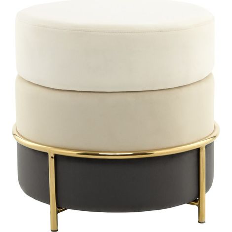 Pouf di design Matilda in velluto crema (1/3)