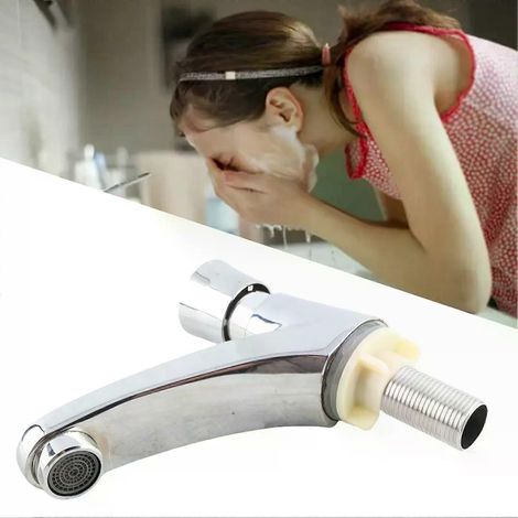 Robinet de lavabo à temporisation, robinet en cuivre à fermeture automatique, robinet d'évier simple en eau froide pour la maison, la cuisine et les espaces publics. (1/4)