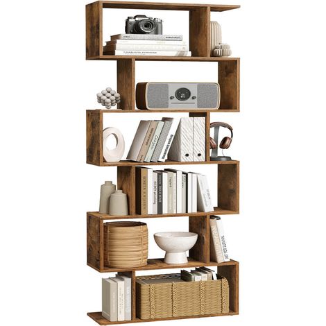 Libreria moderna a 6 ripiani unità di contenimento divisorio per soggiorno camera da letto ufficio bianco 120004219