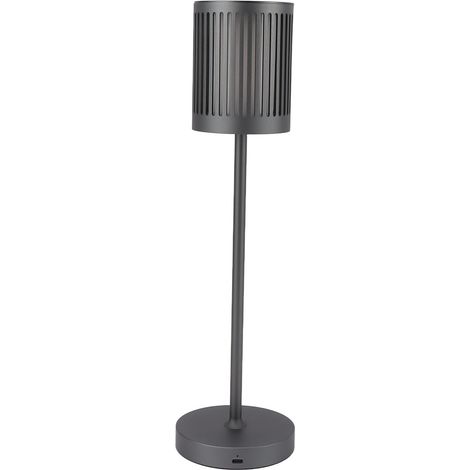 Lampe de table sans fil LED à intensité variable tactile, étanche, en métal, alimentée par batterie rechargeable USB 5000 mAh, idéale pour la chambre, le bureau ou l'extérieur (gris). (1/5)