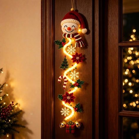 Décoration de porte de Noël lumineuse avec éclairage chaleureux  décoration verticale pour intérieur et extérieur (porte d'entrée, porche, fenêtre, mur, manteau de cheminée). (1/5)