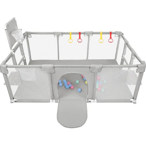 Babyspielplatz, tragbares Design, sicherer Spielbereich, Hellgrau (1/2)