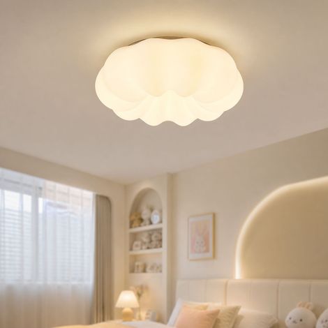 Plafonnier LED Citrouille Style Crème 60cm Variateur Lumière Douce Acrylique Design Moderne pour Chambre (1/4)