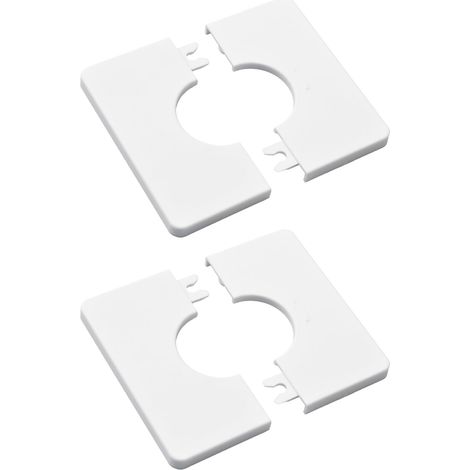 Lot de 2 cache-tuyaux carrés autocollants en plastique ABS pour tuyau de douche de 32 mm de diamètre (blanc)