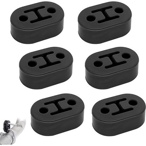 Lot de 6 suspensions d'échappement de voiture, en caoutchouc, 2 trous de 12 mm, support universel pour tuyau d'échappement (73,5 x 47,3 x 21 mm) (1/4)