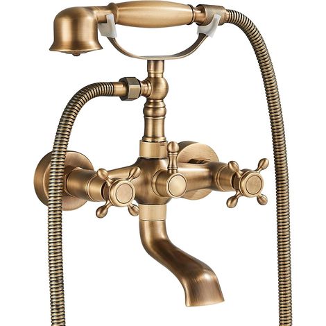 Retro Bathtub Mixer Bathtub Faucet with Handshower Bathroom Sink Faucets Wall Mounted Shower Mixer,2 Functions (1/5)