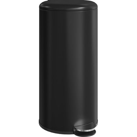 Pattumiera a pedale 30 L in metallo nero con coperchio a chiusura soft e secchio interno estraibile (1/5)