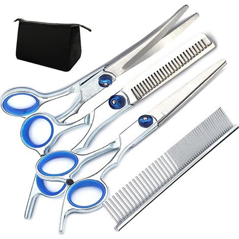 Kit De Ciseaux De Toilettage pour Chien, Acier Inoxydable Confortable Vis Réglable Professionnel 6 en 1 Ciseaux De Toilettage pour Chiens Chats Animaux De Compagnie (1/5)
