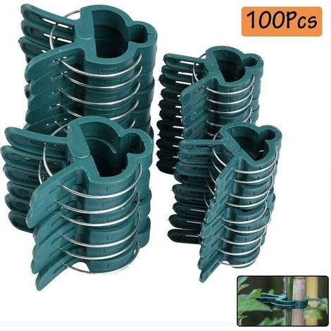 Tuteurs pour plantes 100 pièces Clips pour plantes Clips stables Clips pour plantes, 2 clips pour plantes de jardin réutilisables pour les petites et grandes pousses (1/5)