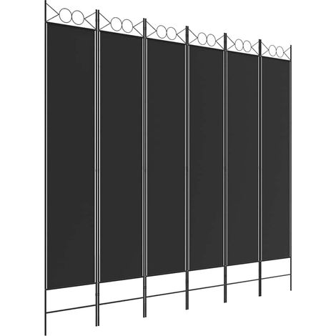 vidaXL Biombo divisor de 6 paneles de tela negro 240x220 cm (1/2)