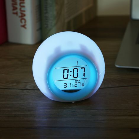 Réveil lumineux LED 7 couleurs avec affichage numérique (1/5)