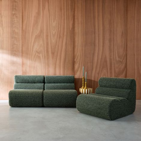 Lot de 3 chauffeuses tissu effet alpaca 1 place - L 81 x P 99 x H 75cm - Nova Tissu Kaki (1/5)