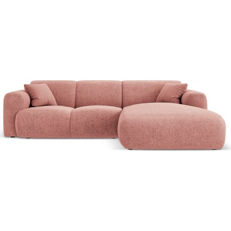 Canapé d'angle droit 4 places en chenille rose (1/5)
