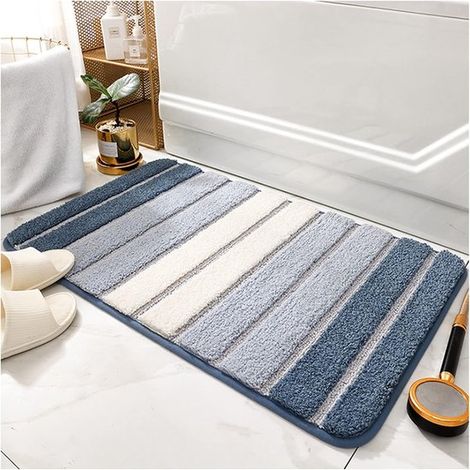 Tappetino da bagno in microfibra - Serie Luxury - Tappeto da bagno - Super assorbente - Asciugatura rapida - Retro antiscivolo in TPR - Tappetino doccia morbido - 50x80 cm - Blu (1/5)
