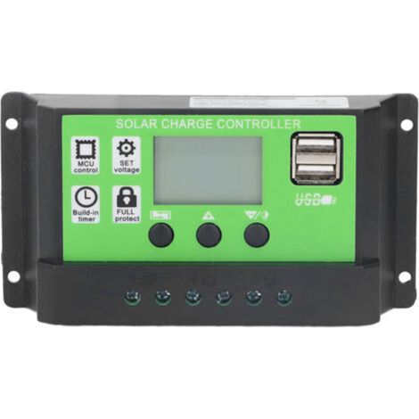 Contrôleur de charge solaire, paramètres réglables, panneau intelligent, régulateur de batterie avec écran LCD, 12 V/24 V, auto-adaptatif, 20 A (1/4)