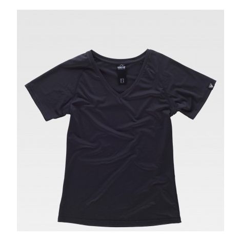 Camiseta mujer de manga ranglan corta de cuello a pico WORKTEAM S7525 Sport XL Negro